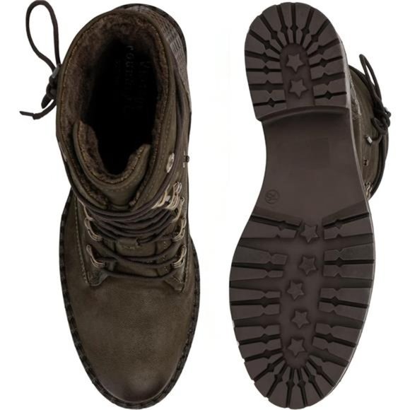 Women's Casual Rugged Burnished Fur-Lined Quilted Soft Leather Ankle Boots - Picture 4 of 6